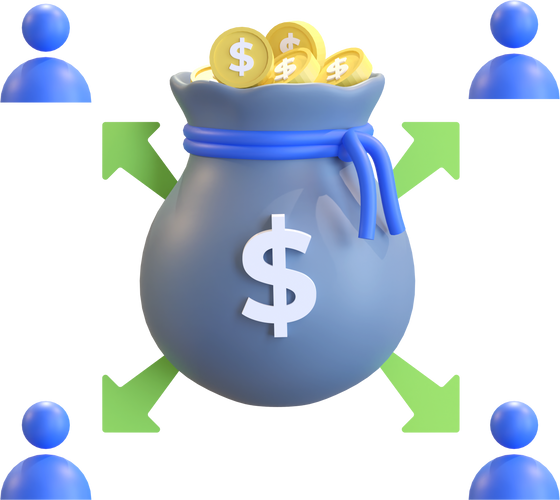 investment profit sharing icon 3d illustration